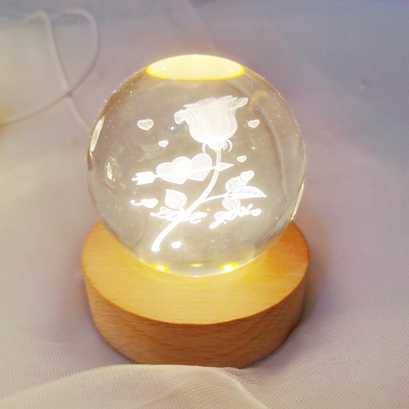 LED Crystal Ball with Astronaut and Galaxy Decor