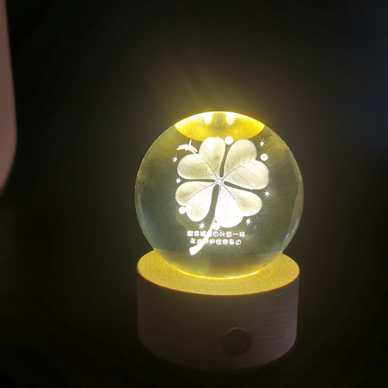 LED Crystal Ball with Astronaut and Galaxy Decor