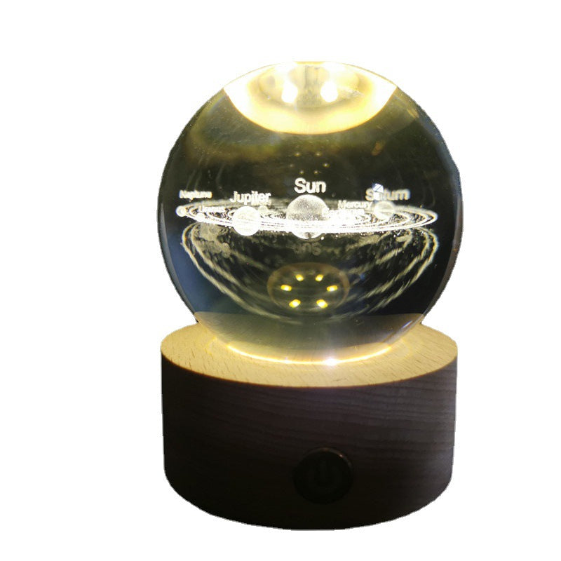 LED Crystal Ball with Astronaut and Galaxy Decor
