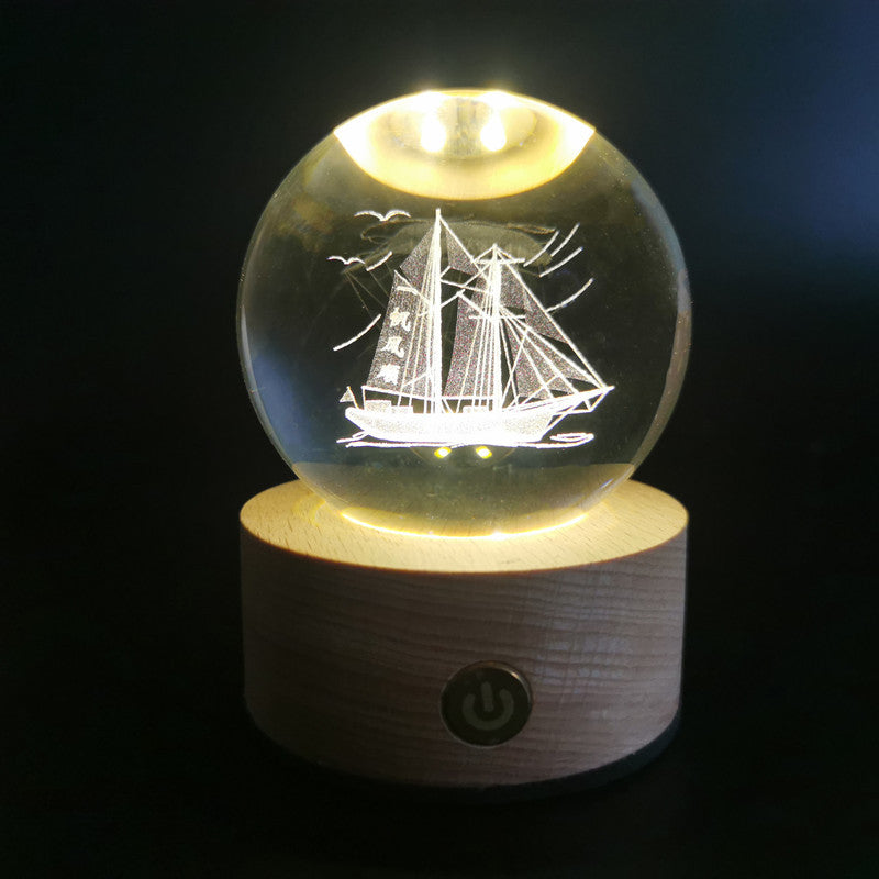 LED Crystal Ball with Astronaut and Galaxy Decor