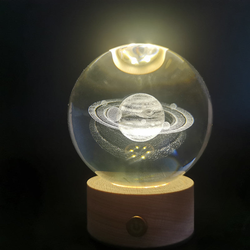 LED Crystal Ball with Astronaut and Galaxy Decor