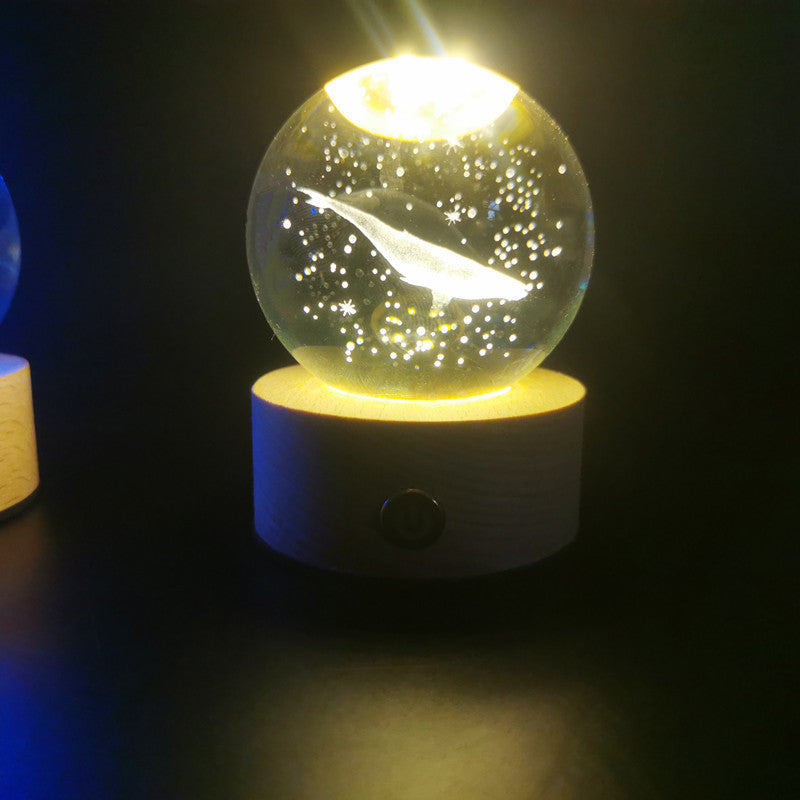 LED Crystal Ball with Astronaut and Galaxy Decor
