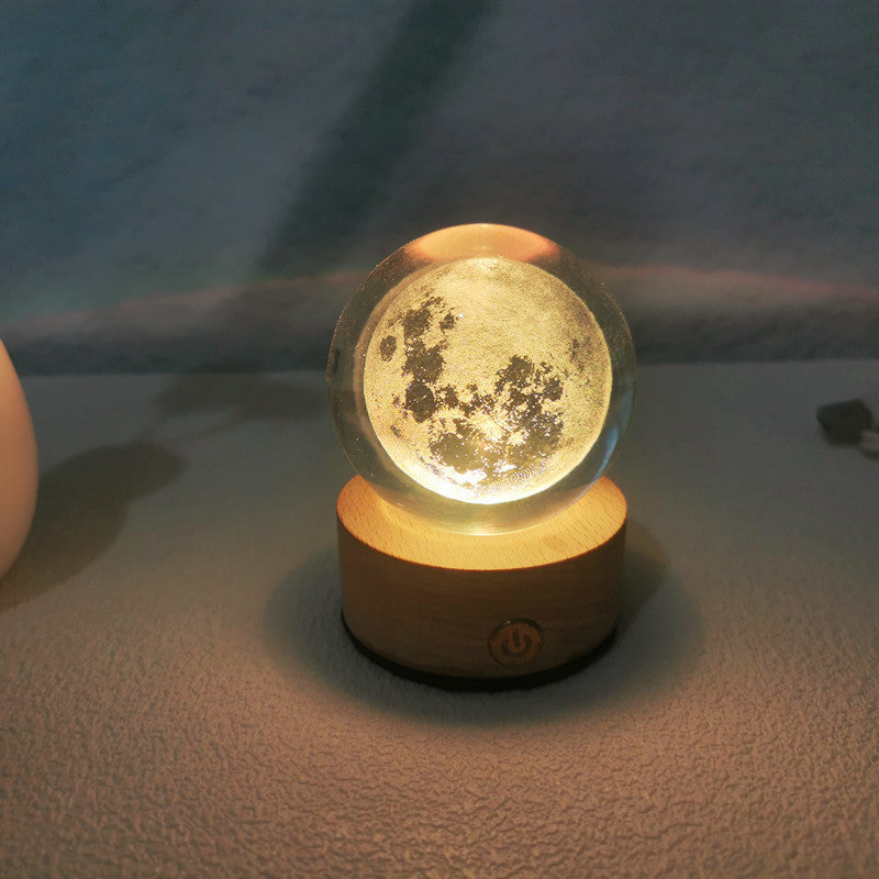 LED Crystal Ball with Astronaut and Galaxy Decor