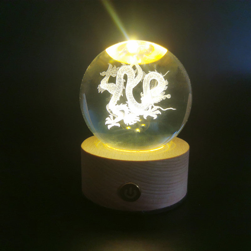 LED Crystal Ball with Astronaut and Galaxy Decor