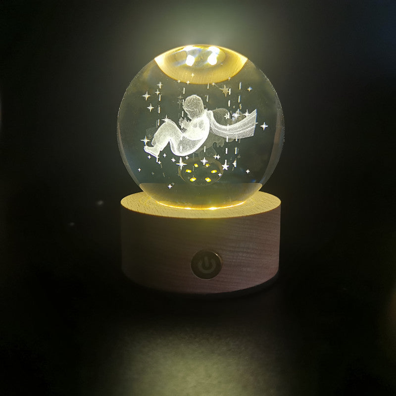 LED Crystal Ball with Astronaut and Galaxy Decor