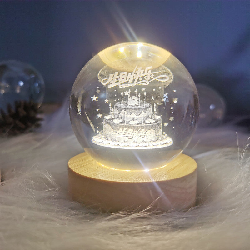 LED Crystal Ball with Astronaut and Galaxy Decor