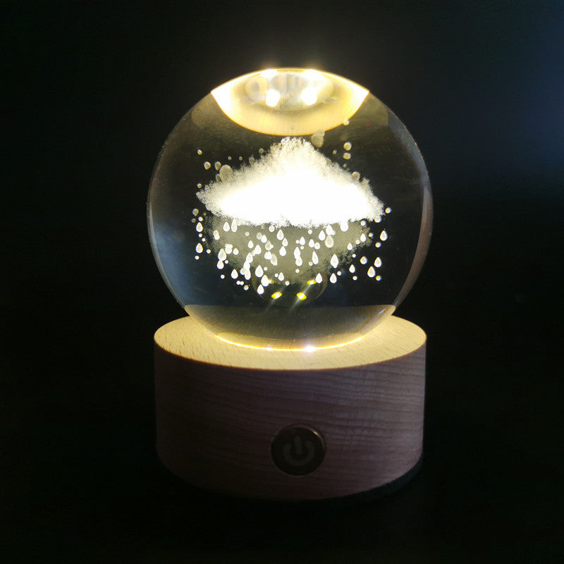 LED Crystal Ball with Astronaut and Galaxy Decor