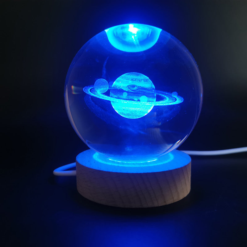 LED Crystal Ball with Astronaut and Galaxy Decor