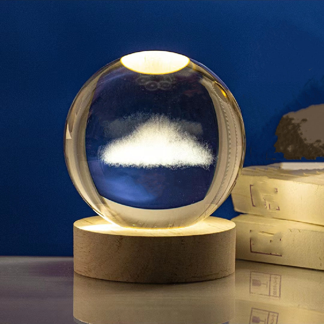 LED Crystal Ball with Astronaut and Galaxy Decor