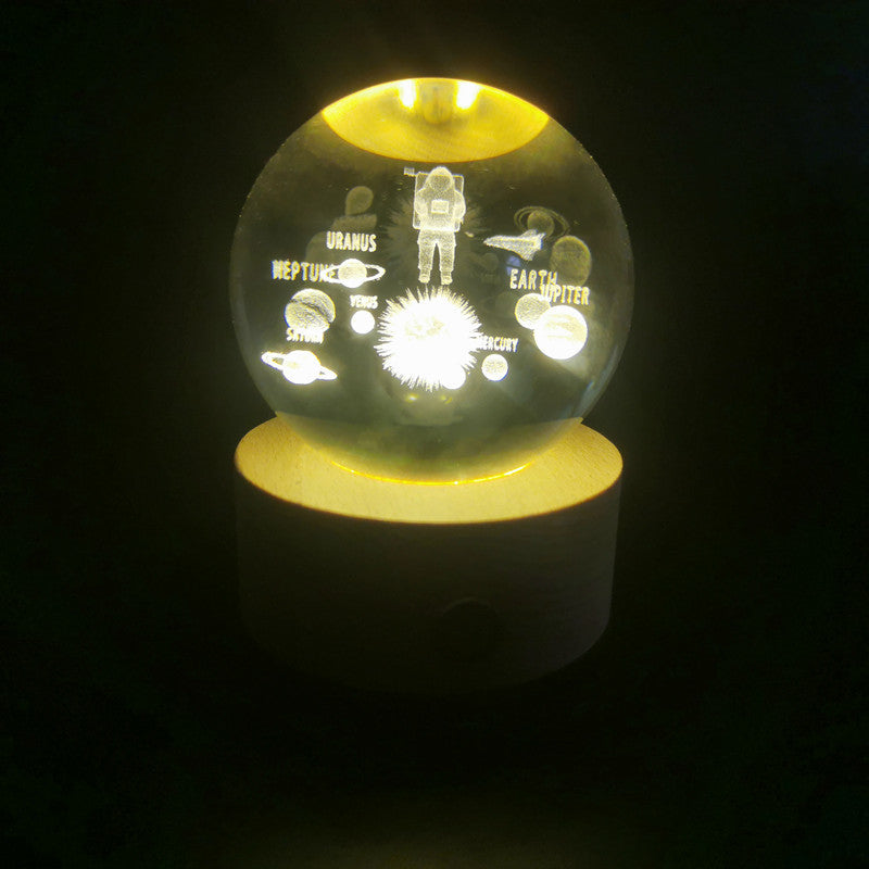 LED Crystal Ball with Astronaut and Galaxy Decor