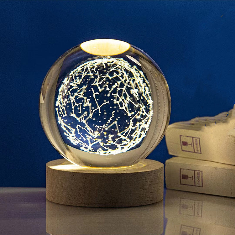 LED Crystal Ball with Astronaut and Galaxy Decor