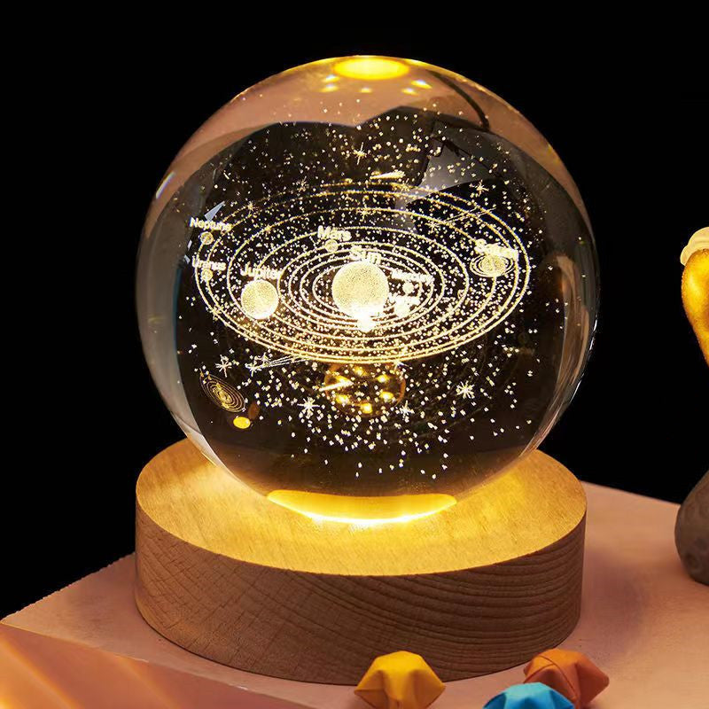LED Crystal Ball with Astronaut and Galaxy Decor
