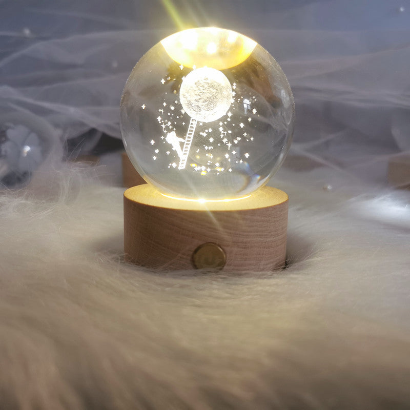 LED Crystal Ball with Astronaut and Galaxy Decor