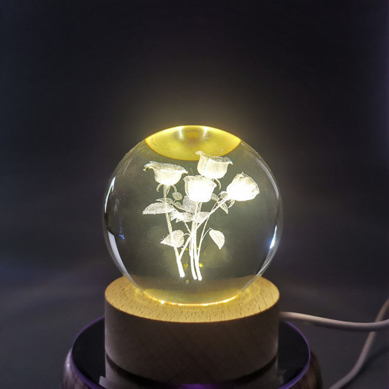 LED Crystal Ball with Astronaut and Galaxy Decor